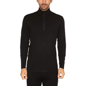 image:imageMens Microweight 14 Zip Mock Neck  Base Layer Shirt  Merino Wool Thermal TopBlack