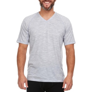 image:imageMerino Wool Woolverino Mens Micro VNeck TShirt Moisture WickingAsh Gray