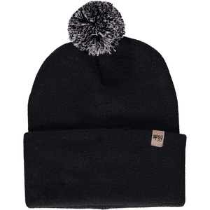 image:imageMinus33 Midweight Everyday Knit Cuff Pom Beanie  100 Merino Wool Winter HatBlack With Ash Gray and Black Pom