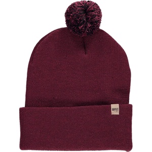 image:imageMinus33 Midweight Everyday Knit Cuff Pom Beanie  100 Merino Wool Winter HatBurgundy With Black and Burgundy Pom