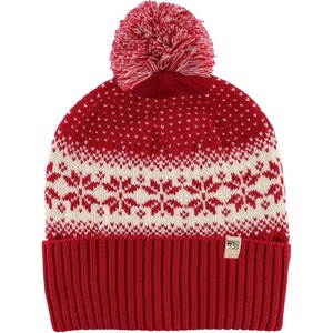 image:imageMinus33 Midweight Everyday Knit Cuff Pom Beanie  100 Merino Wool Winter HatTrue Red Natural Cream Snowflake