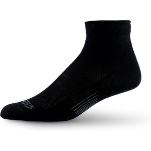 image:imageUSA Made  Running Ankle Socks  Merino Wool Micro No Cushion  Moisture Wicking Quarter Crew Running Sock  Black  Medium