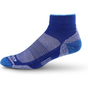 image:imageUSA Made  Trail Running Ankle Socks  Merino Wool Full Cushion Sock  Moisture Wicking Quarter Crew Running SockBlue