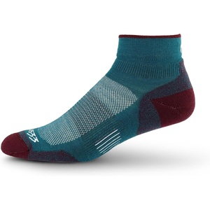 image:imageUSA Made  Trail Running Ankle Socks  Merino Wool Full Cushion Sock  Moisture Wicking Quarter Crew Running SockTeal