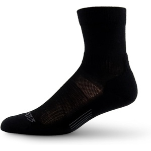image:imageUSA Made  Trail Running Mini Crew Socks  Merino Wool Full Cushion Sock  Moisture Wicking Running SockBlack