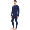 image:image100 Merino Wool  Mens Heavyweight Top and Bottom  Thermal Base Layer Set  Navy Blue  XLarge