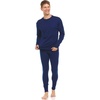 image:image100 Merino Wool  Mens Heavyweight Top and Bottom  Thermal Base Layer Set  Navy Blue  XLarge