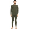 image:image100 Merino Wool  Mens Midweight Top and Bottom  Thermal Base Layer Set  Olive Drab  Large