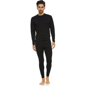 image:image100 Merino Wool  Mens Heavyweight Top and Bottom  Thermal Base Layer Set  Black  3XLarge