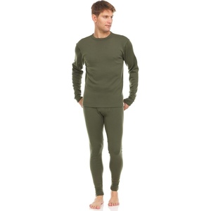 image:image100 Merino Wool  Mens Heavyweight Top and Bottom  Thermal Base Layer Set  Olive Drab  Small