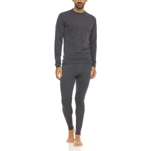 image:image100 Merino Wool  Mens Midweight Top and Bottom  Thermal Base Layer Set  Charcoal Gray  Large Tall