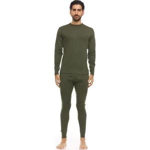 image:image100 Merino Wool  Mens Midweight Top and Bottom  Thermal Base Layer Set  Olive Drab  XXLarge